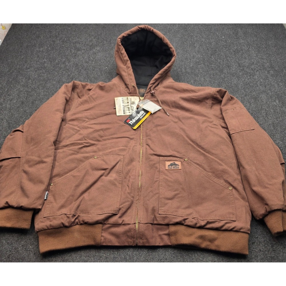 Old Mill Hooded Work Jacket Mens XXL Brown Thinsulate Insulated Canvas 660-9707